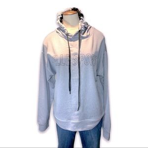 elle Sport Women's XL Hooded Gray Sweatshirt Long Sleeves Pull over Shirt